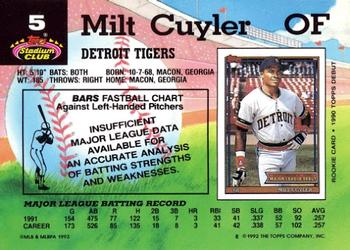 1992 Stadium Club #5 Milt Cuyler Back