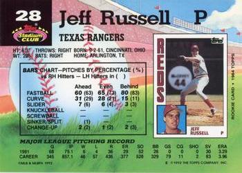 1992 Stadium Club #28 Jeff Russell Back