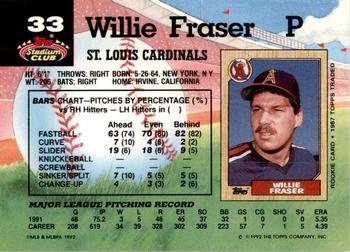 1992 Stadium Club #33 Willie Fraser Back