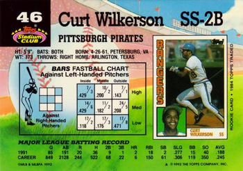 1992 Stadium Club #46 Curt Wilkerson Back