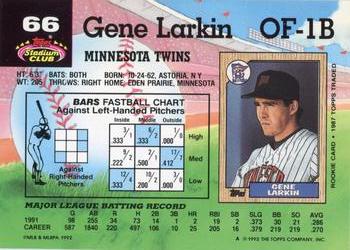 1992 Stadium Club #66 Gene Larkin Back