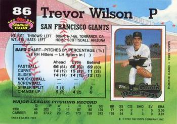 1992 Stadium Club #86 Trevor Wilson Back