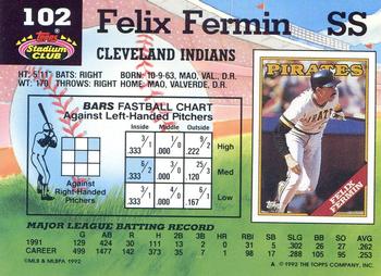 1992 Stadium Club #102 Felix Fermin Back