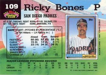 1992 Stadium Club #109 Ricky Bones Back