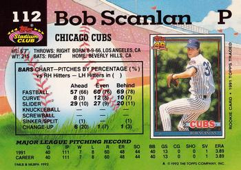 1992 Stadium Club #112 Bob Scanlan Back