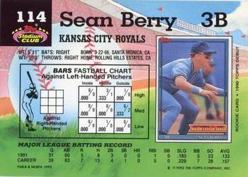 1992 Stadium Club #114 Sean Berry Back