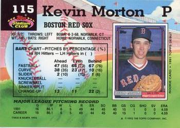 1992 Stadium Club #115 Kevin Morton Back