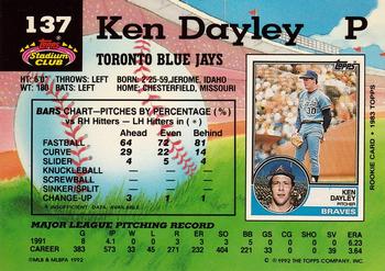 1992 Stadium Club #137 Ken Dayley Back