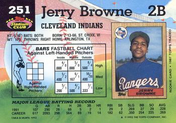 1992 Stadium Club #251 Jerry Browne Back