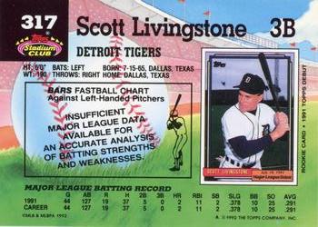 1992 Stadium Club #317 Scott Livingstone Back