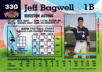 1992 Stadium Club #330 Jeff Bagwell Back