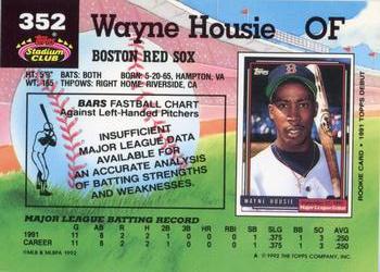 1992 Stadium Club #352 Wayne Housie Back
