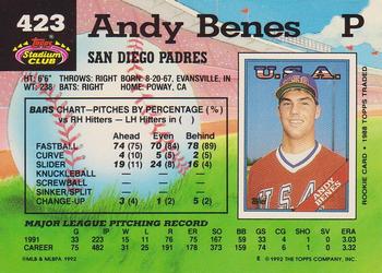 1992 Stadium Club #423 Andy Benes Back