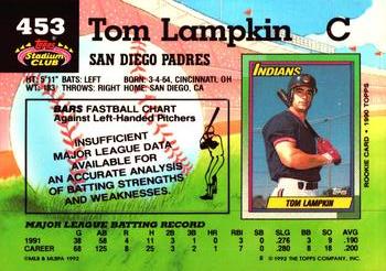 1992 Stadium Club #453 Tom Lampkin Back
