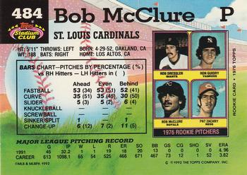 1992 Stadium Club #484 Bob McClure Back