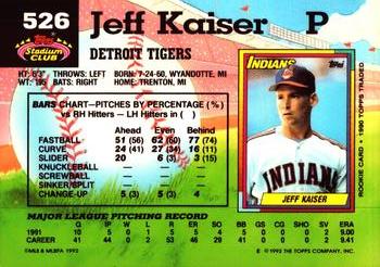1992 Stadium Club #526 Jeff Kaiser Back
