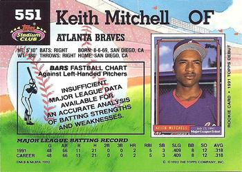 1992 Stadium Club #551 Keith Mitchell Back