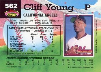 1992 Stadium Club #562 Cliff Young Back