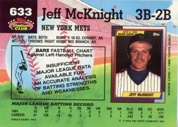 1992 Stadium Club #633 Jeff McKnight Back