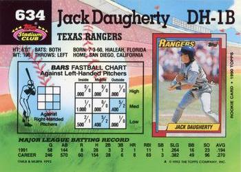 1992 Stadium Club #634 Jack Daugherty Back