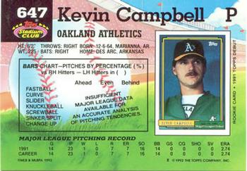 1992 Stadium Club #647 Kevin Campbell Back