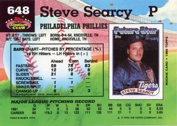 1992 Stadium Club #648 Steve Searcy Back
