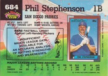 1992 Stadium Club #684 Phil Stephenson Back