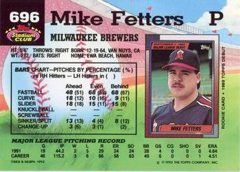 1992 Stadium Club #696 Mike Fetters Back
