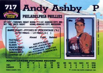 1992 Stadium Club #717 Andy Ashby Back