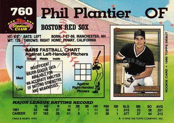 1992 Stadium Club #760 Phil Plantier Back