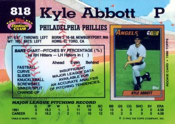1992 Stadium Club #818 Kyle Abbott Back