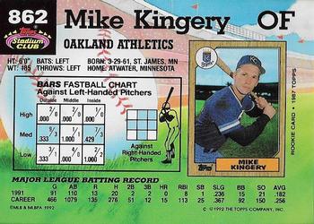 1992 Stadium Club #862 Mike Kingery Back