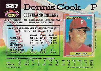 1992 Stadium Club #887 Dennis Cook Back