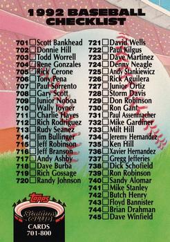 1992 Stadium Club #899 Checklist: 701-800 Front