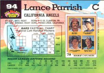 1992 Stadium Club #94 Lance Parrish Back