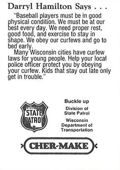 1993 Milwaukee Brewers Police - Wisconsin State Patrol #NNO Darryl Hamilton Back