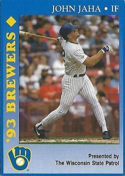 1993 Milwaukee Brewers Police - Wisconsin State Patrol #NNO John Jaha Front