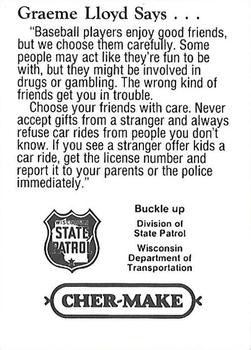 1993 Milwaukee Brewers Police - Wisconsin State Patrol #NNO Graeme Lloyd Back