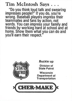 1993 Milwaukee Brewers Police - Wisconsin State Patrol #NNO Tim McIntosh Back