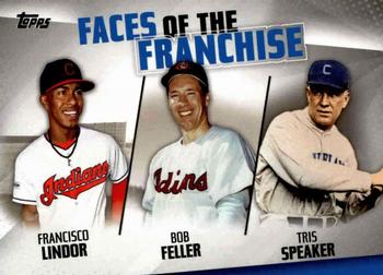 2019 Topps - Faces of the Franchise #FOF-9 Francisco Lindor / Bob Feller / Tris Speaker Front