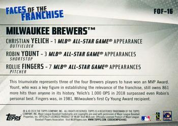 2019 Topps - Faces of the Franchise #FOF-16 Christian Yelich / Robin Yount / Rollie Fingers Back