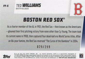 2019 Topps - Franchise Feats Black #FF-5 Ted Williams Back