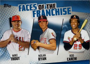 2019 Topps - Faces of the Franchise Blue #FOF-1 Mike Trout / Rod Carew / Nolan Ryan Front