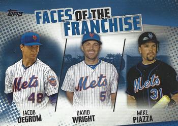 2019 Topps - Faces of the Franchise Blue #FOF-18 Mike Piazza / David Wright / Jacob deGrom Front