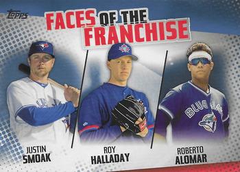 2019 Topps - Faces of the Franchise Blue #FOF-28 Roberto Alomar / Roy Halladay / Justin Smoak Front