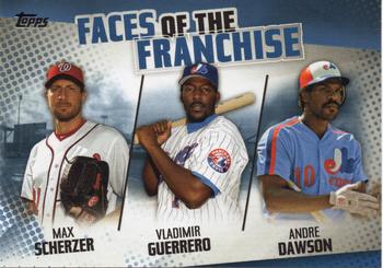 2019 Topps - Faces of the Franchise Blue #FOF-29 Andre Dawson / Vladimir Guerrero / Max Scherzer Front