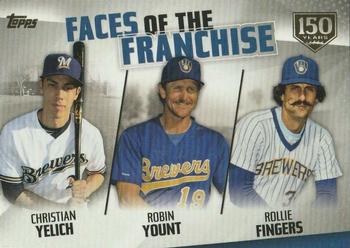 2019 Topps - Faces of the Franchise 150th Anniversary #FOF-16 Rollie Fingers / Robin Yount / Christian Yelich Front
