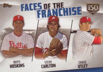 2019 Topps - Faces of the Franchise 150th Anniversary #FOF-21 Chase Utley / Steve Carlton / Rhys Hoskins Front