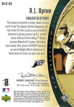 2005 Upper Deck Artifacts - MLB Apparel #MLB-BU B.J. Upton Back