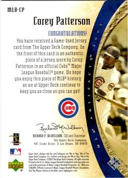 2005 Upper Deck Artifacts - MLB Apparel #MLB-CP Corey Patterson Back